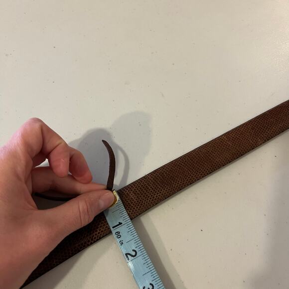 Cale Vintage Brown Genuine Lizard Leather Made in Spain Brass Belt Size XL - Picture 6 of 9